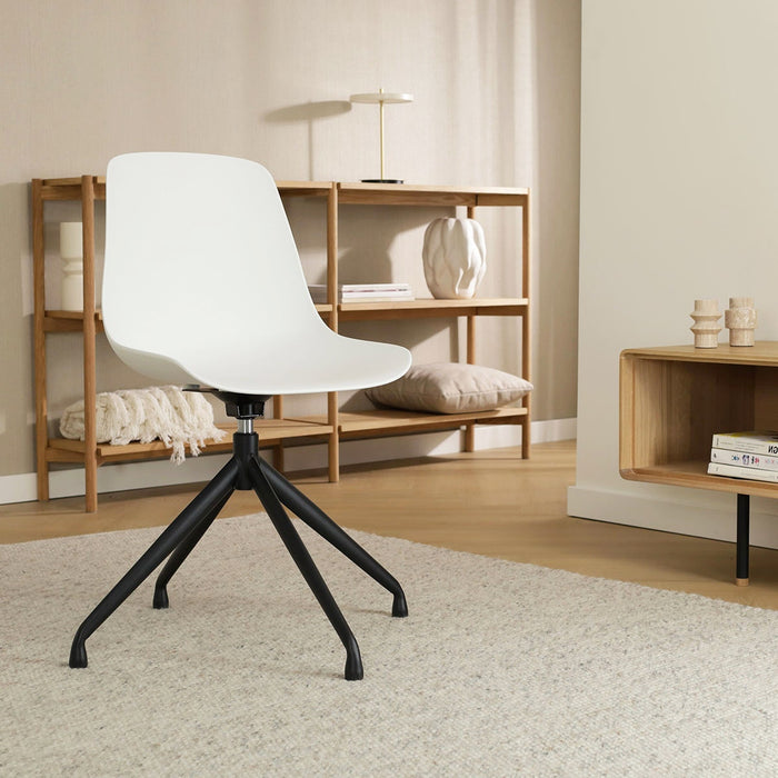 Nolon Nola-Pip Draaibare Eetkamerstoelen Wit - Zwart Onderstel - 2x