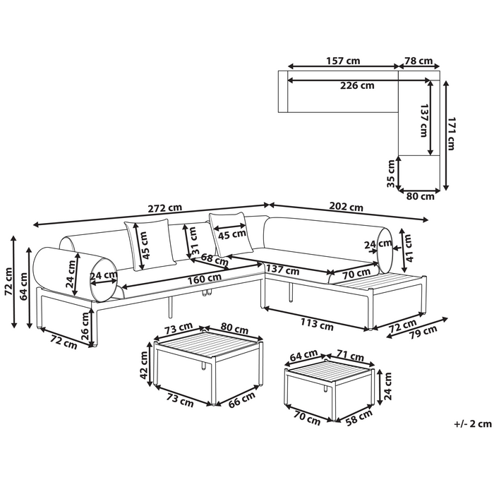 Beliani - RASIGLIA - Loungeset 5-zits - Beige - Aluminium