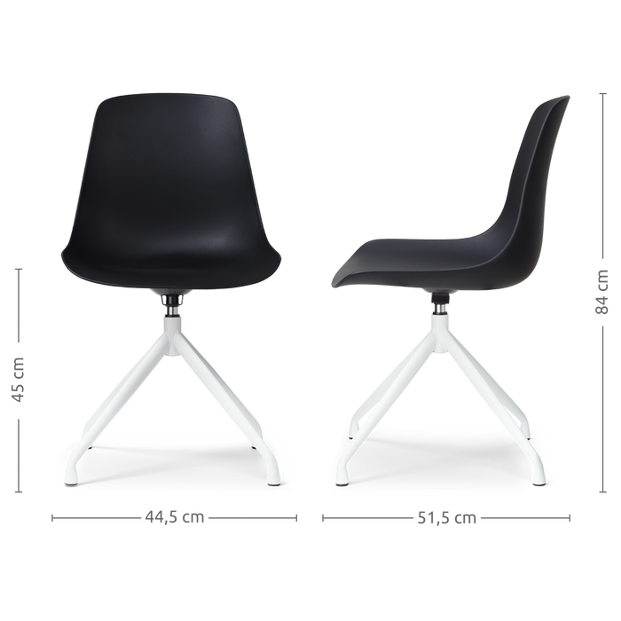 Nolon Nola-Pip Draaibare Eetkamerstoelen Zwart - Wit Onderstel - 2x