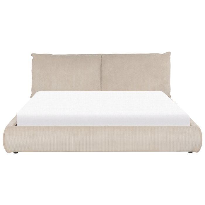 Beliani - VINAY - Tweepersoonsbed - Taupe - 180 x 200 cm - Corduroy