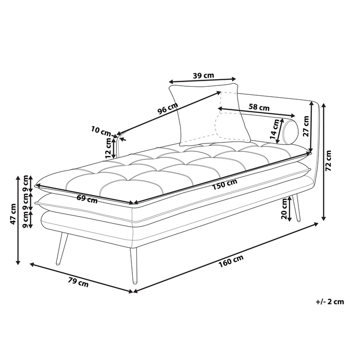 Beliani - GONESSE - Chaise longue - Taupe - Rechtszijdig - Fluweel