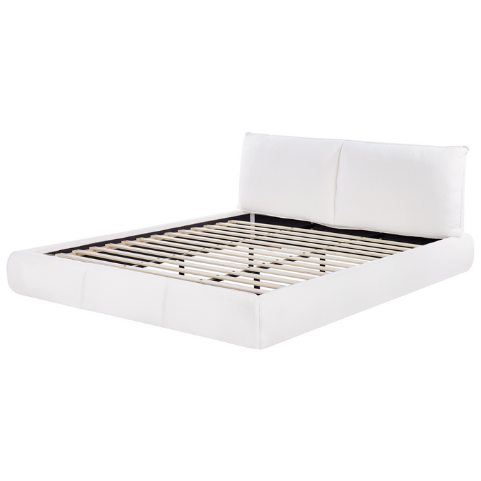 Beliani - VINAY - Tweepersoonsbed - Wit - 180 x 200 cm - Bouclé