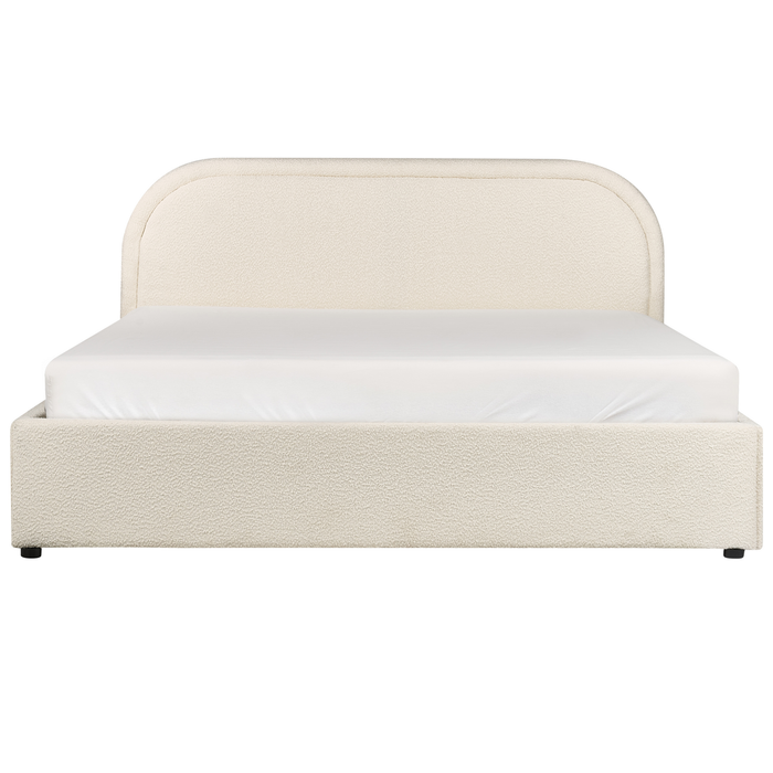 Beliani-QUILLIEN-Bed met opbergruimte-Lichtbeige-140 x 200 cm-Bouclé