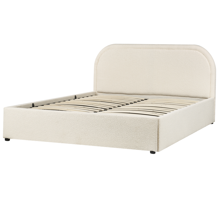 Beliani-QUILLIEN-Bed met opbergruimte-Lichtbeige-140 x 200 cm-Bouclé