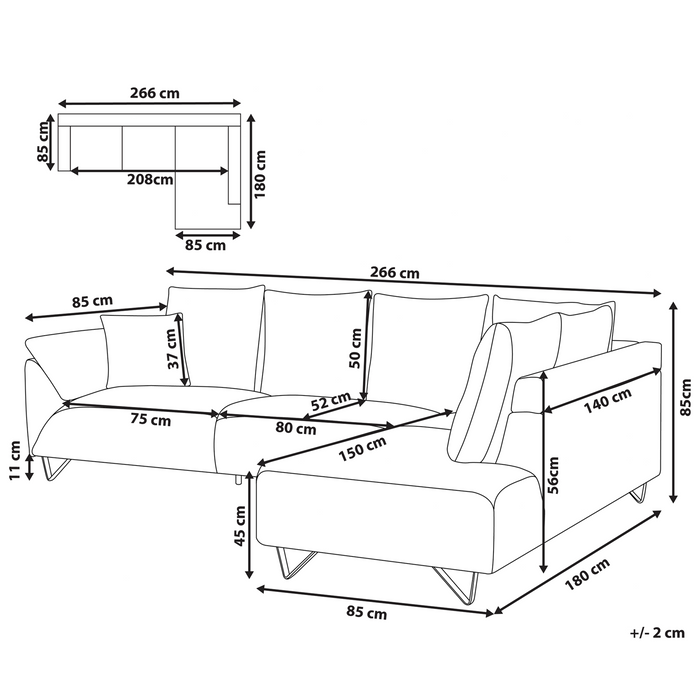 Beliani - LUNNER - Hoekbank - Bruin - Linkszijdig - Corduroy