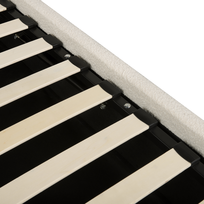 Beliani-QUILLIEN-Bed met opbergruimte-Lichtbeige-140 x 200 cm-Bouclé