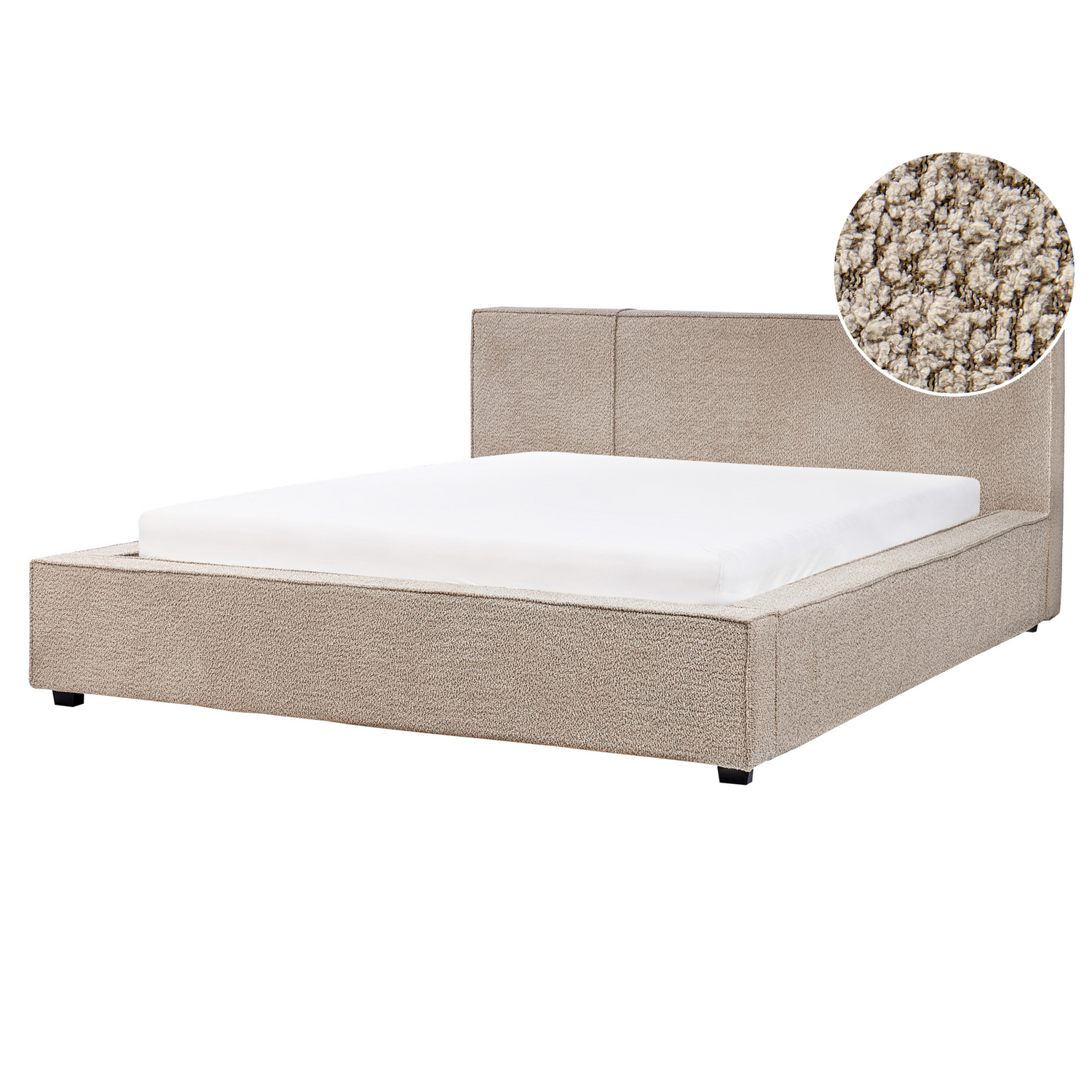 Beliani - MIRANDE - Tweepersoonsbed - Taupe - 160 x 200 cm - Bouclé