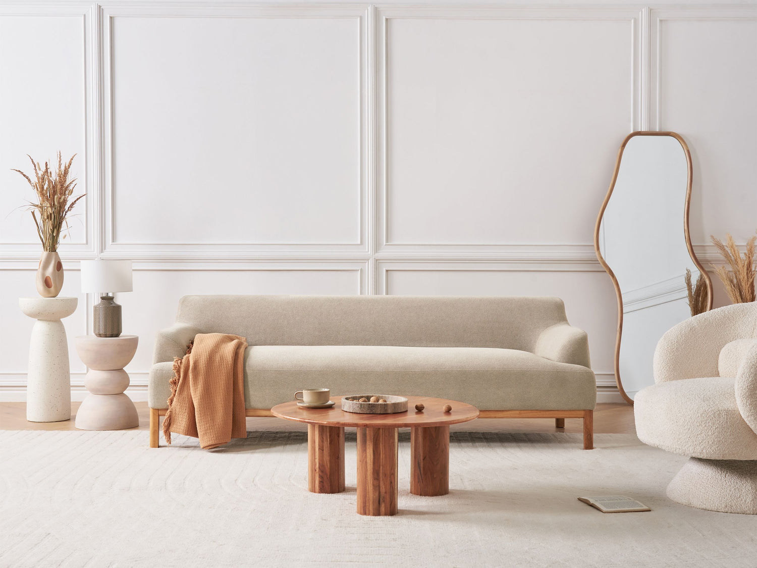 Beliani - SOSJO - Driezitsbank - Taupe - Polyester