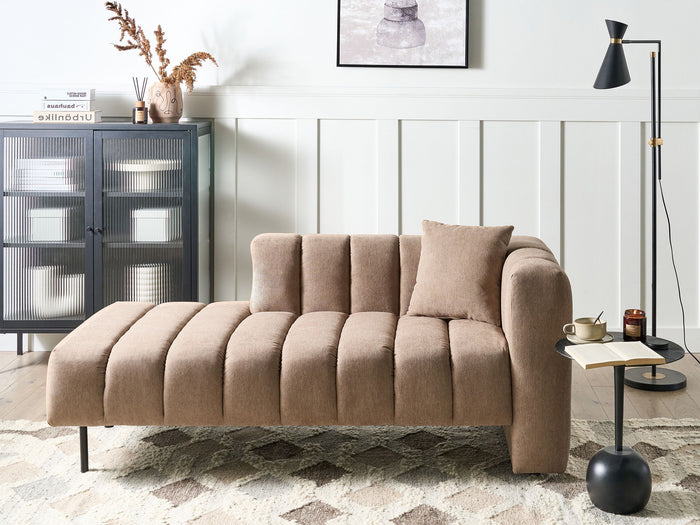 Beliani-LANNILS-Chaise longue-Lichtbruin-Rechtszijdig-Polyester