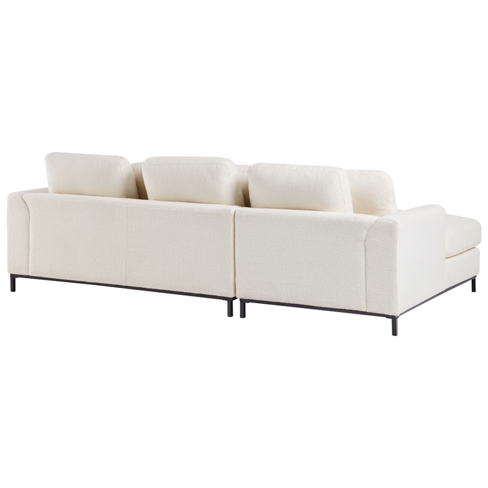 Beliani - OSLO - Hoekbank met ottomaan - Wit - Rechterzijde - Bouclé