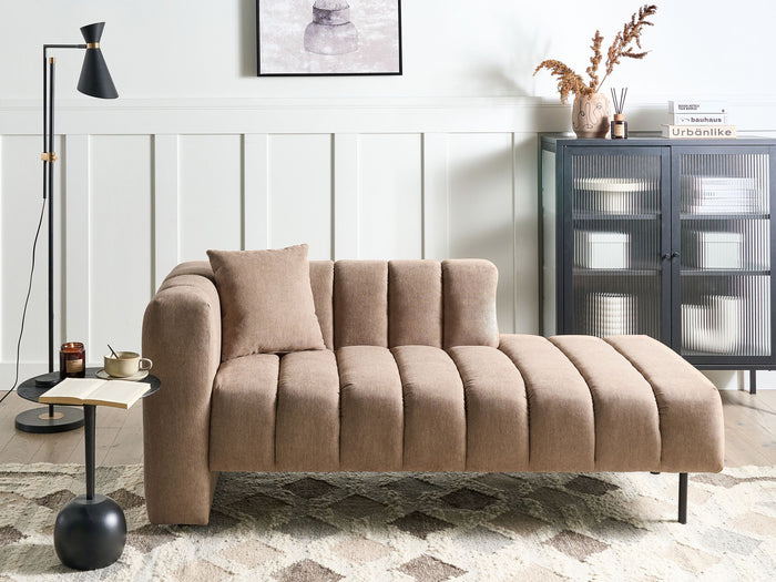 Beliani-LANNILS-Chaise longue-Lichtbruin-Linkszijdig-Polyester