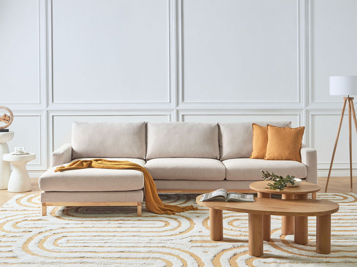 Beliani - SIGGARD - Hoekbank - Beige - Rechtszijdig - Polyester