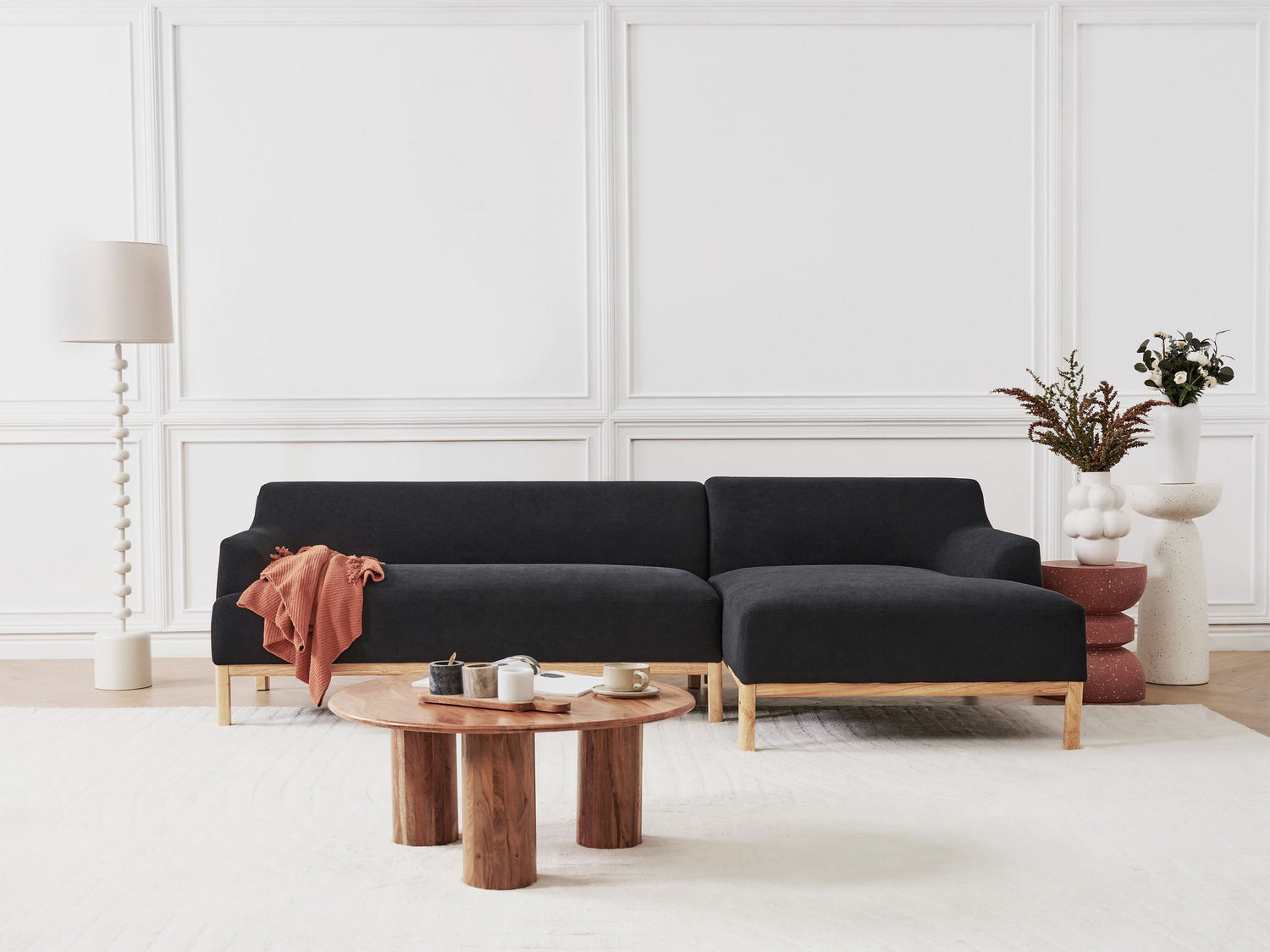 Beliani - SOSJO - Hoekbank - Zwart - Linkszijdig - Polyester