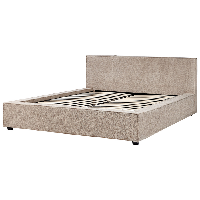 Beliani - MIRANDE - Tweepersoonsbed - Taupe - 160 x 200 cm - Bouclé
