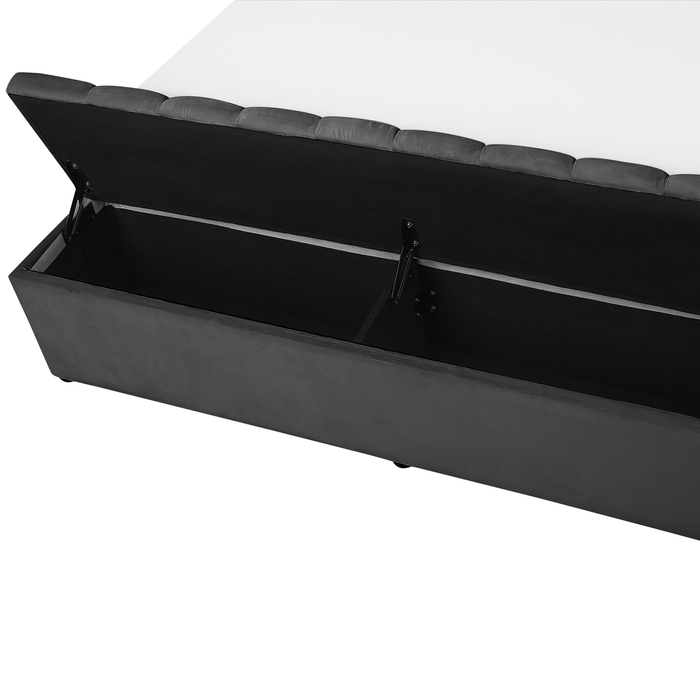 Beliani - NOYERS - Tweepersoonsbed - Grijs - 160 x 200 cm - Fluweel