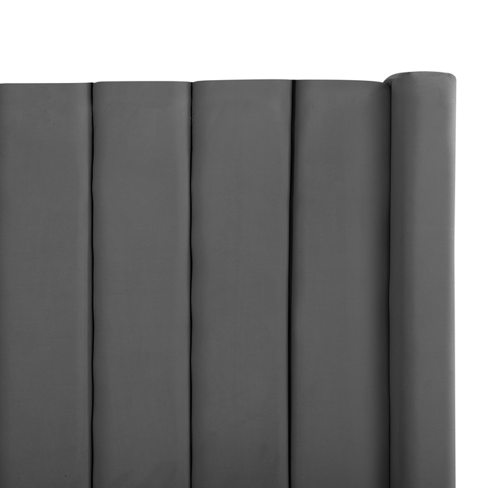 Beliani - NOYERS - Tweepersoonsbed - Grijs - 160 x 200 cm - Fluweel