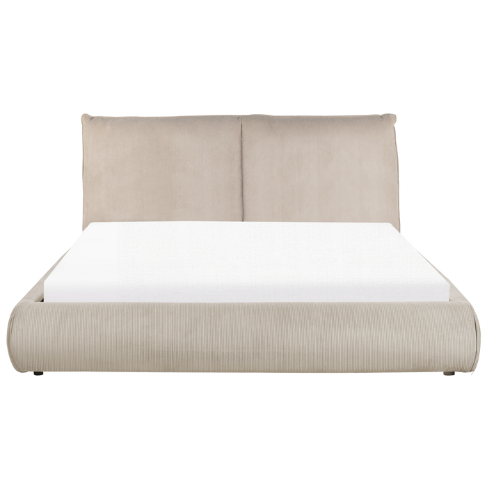 Beliani - VINAY - Tweepersoonsbed - Taupe - 160 x 200 cm - Corduroy