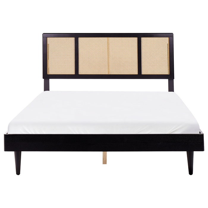 Beliani-AURAY-Tweepersoonsbed LED-Zwart-160 x 200 cm-Rubberhout