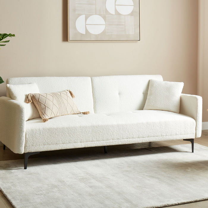 Beliani - LUCAN - Slaapbank 3-zits - Gebroken wit - Polyester