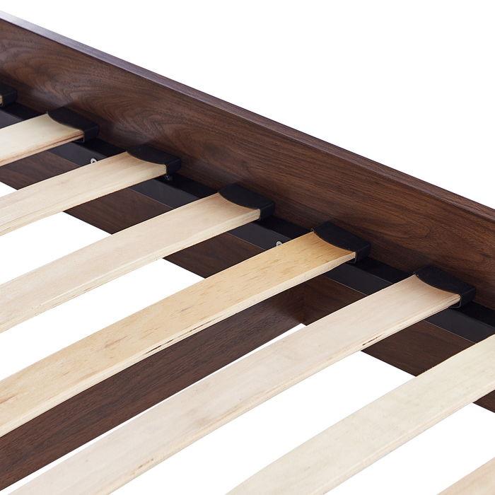 Beliani-MONPAZIER -Tweepersoonsbed-Donkerhout-160 x 200 cm-Rotan