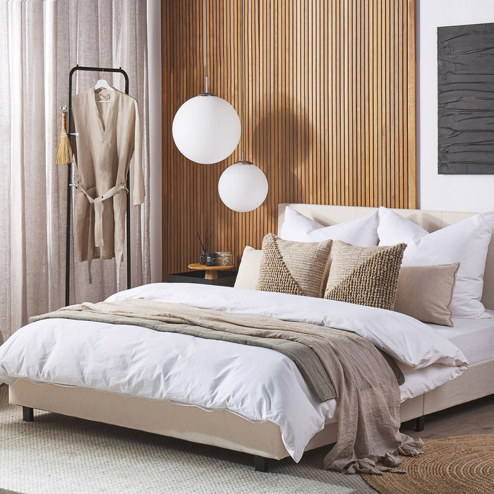Beliani - ALBI - Tweepersoonsbed - Beige - 160 x 200 cm - Polyester