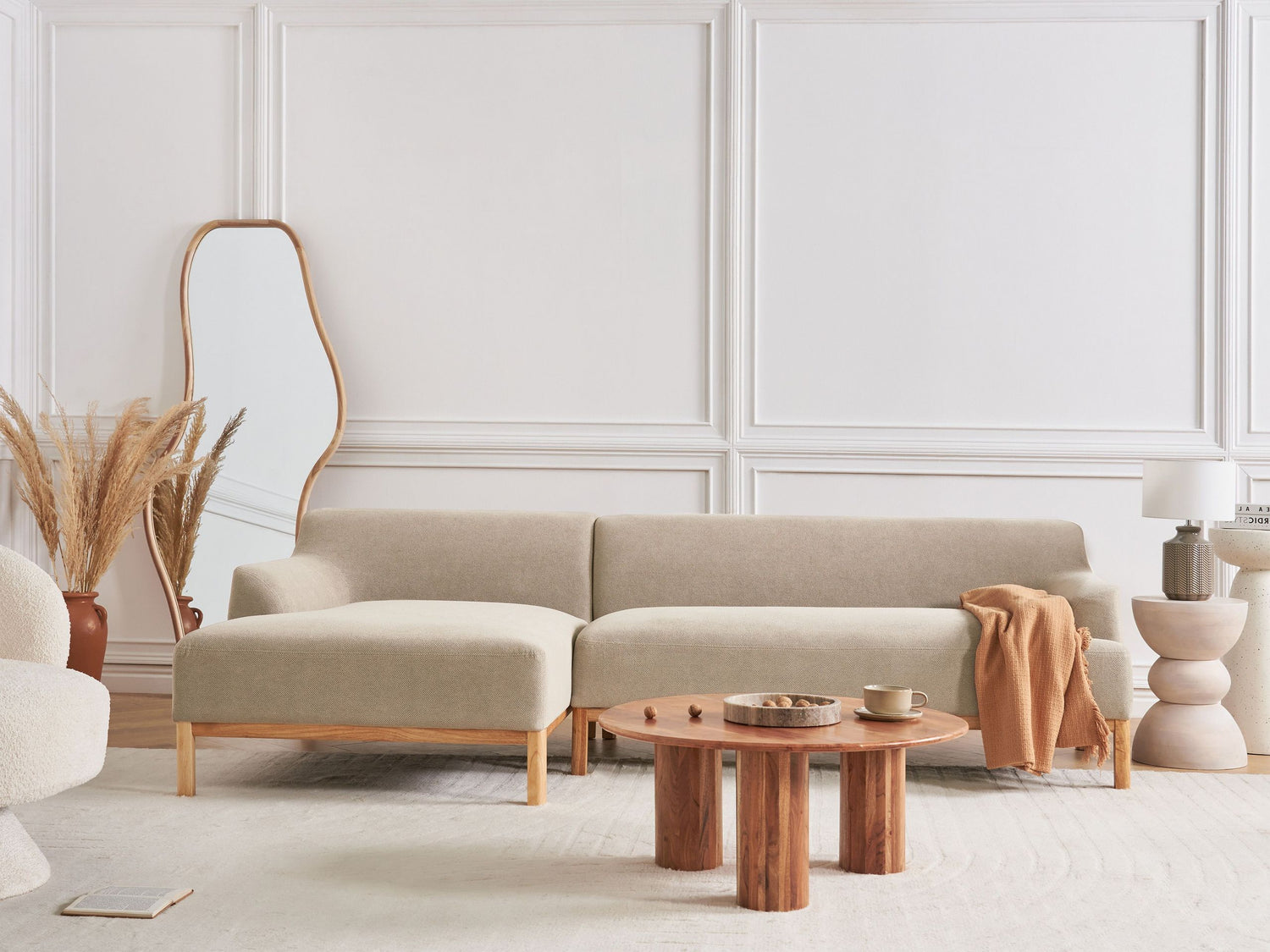 Beliani - SOSJO - Hoekbank - Taupe - Rechtszijdig - Polyester