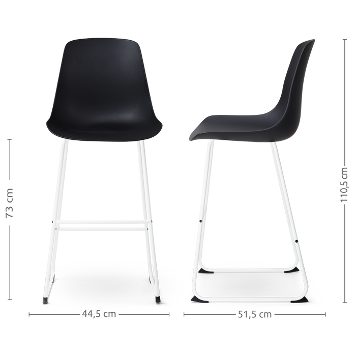 Nolon Nino-Pip barkruk zwart - wit onderstel 75 cm - set van 2