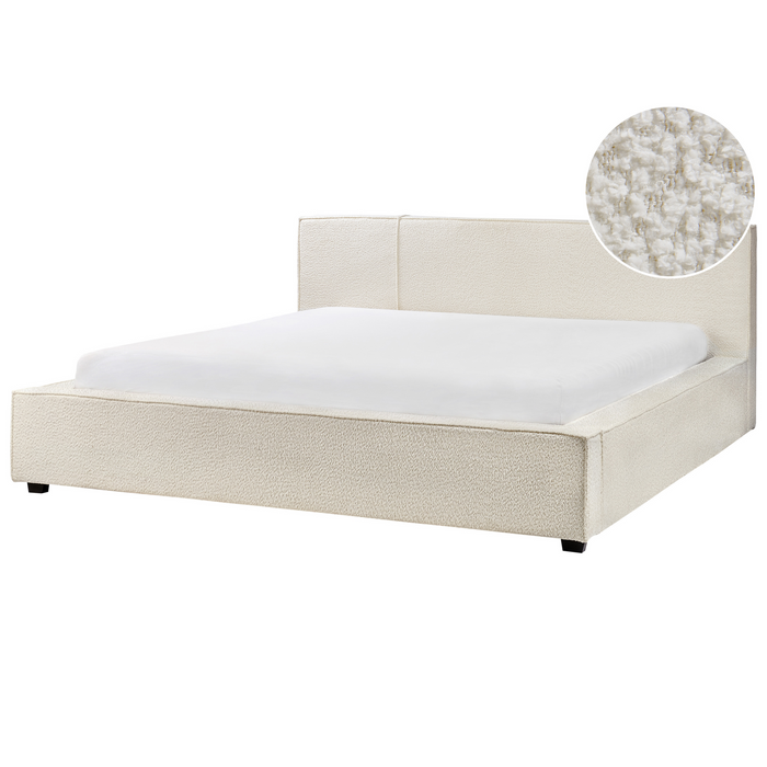 Beliani-MIRANDE-Tweepersoonsbed-Gebroken wit-180 x 200 cm-Bouclé