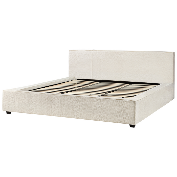 Beliani-MIRANDE-Tweepersoonsbed-Gebroken wit-180 x 200 cm-Bouclé