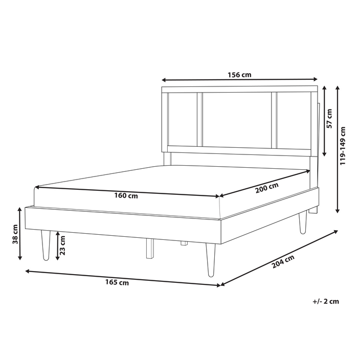Beliani-AURAY-Tweepersoonsbed LED-Zwart-160 x 200 cm-Rubberhout
