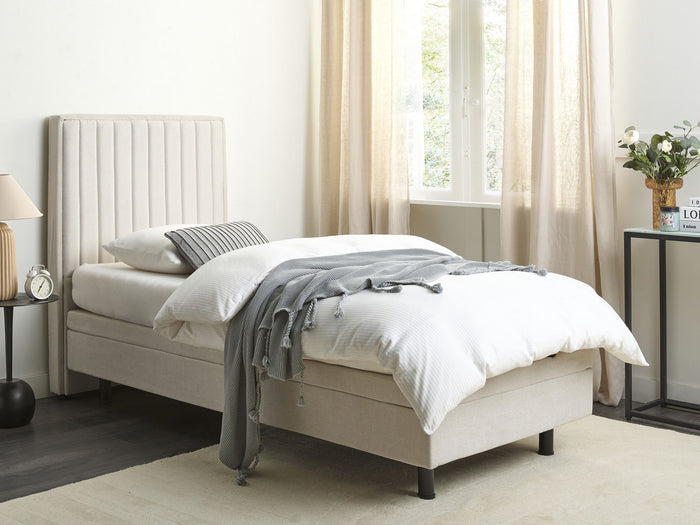 Beliani-DUKE II-Bed verstelbaar-Lichtbeige-90 x 200 cm-Polyester