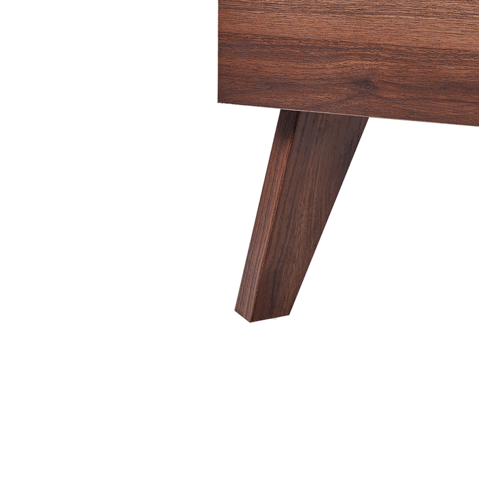 Beliani-MONPAZIER -Tweepersoonsbed-Donkerhout-160 x 200 cm-Rotan