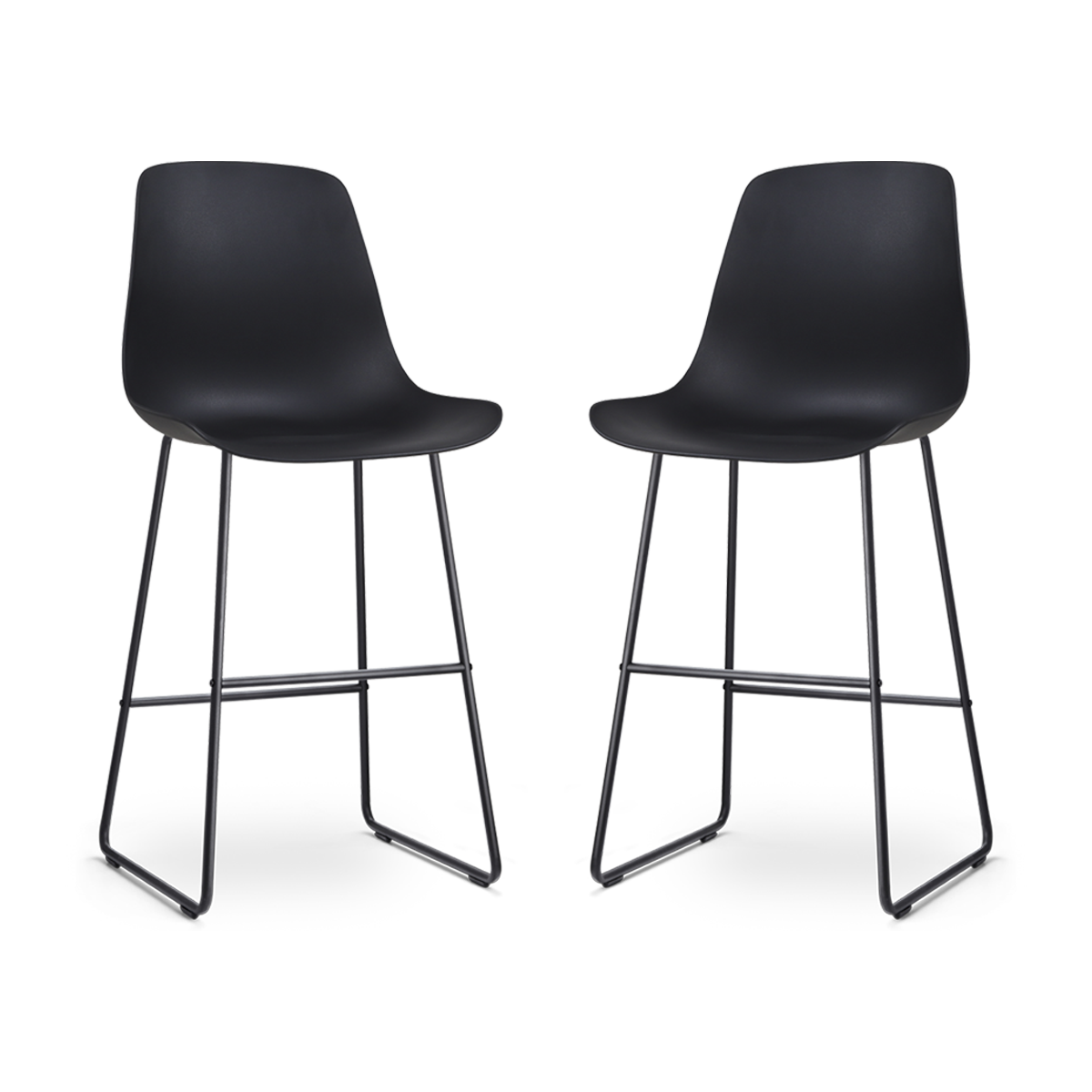 Nolon Nino-Pip barkruk zwart - zwart onderstel - 75 cm - set van 2