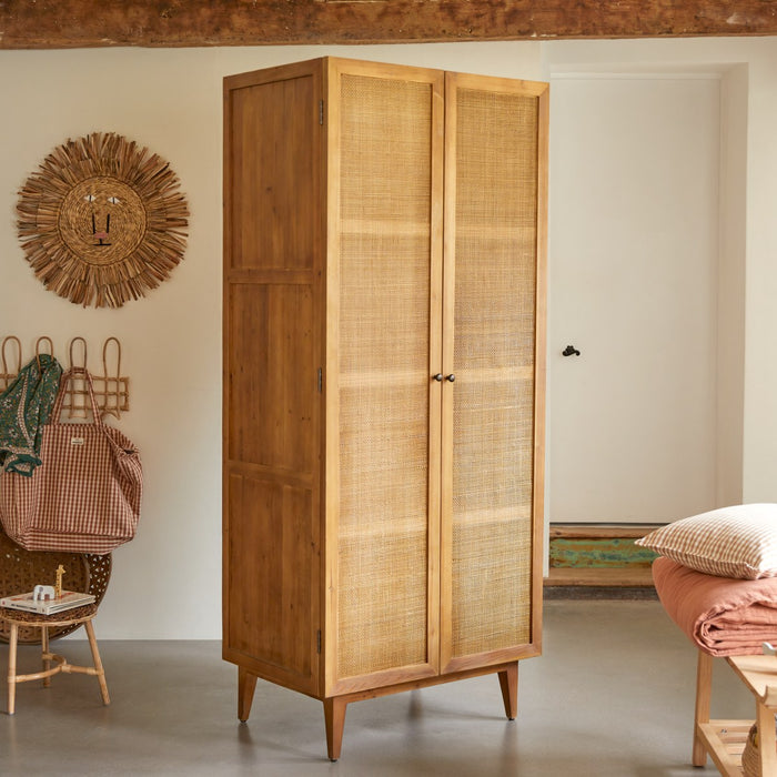 Tikamoon - Ninon - Kinderkast van grenenhout en rotan vlechtwerk