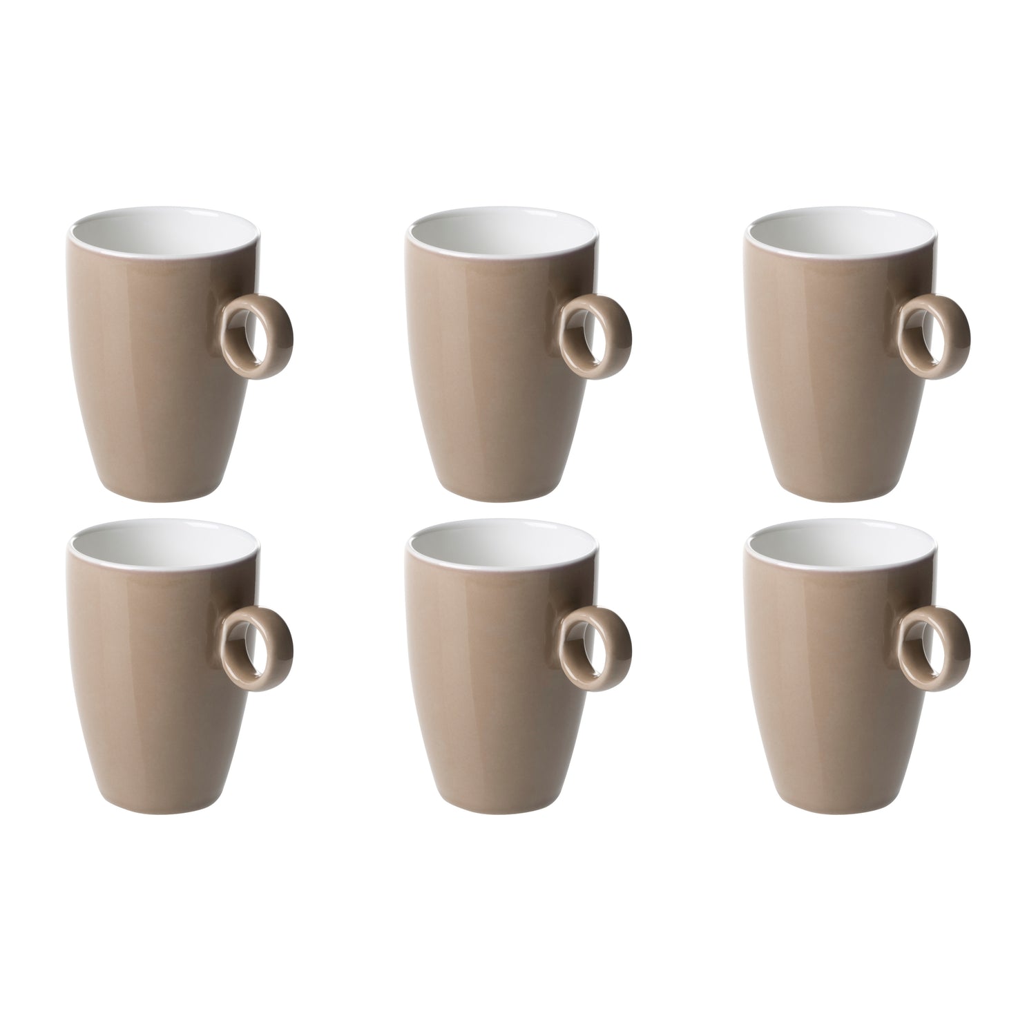 Maastricht Porselein - Beker - Mok - 6 stuks - 23 cl - Bruin