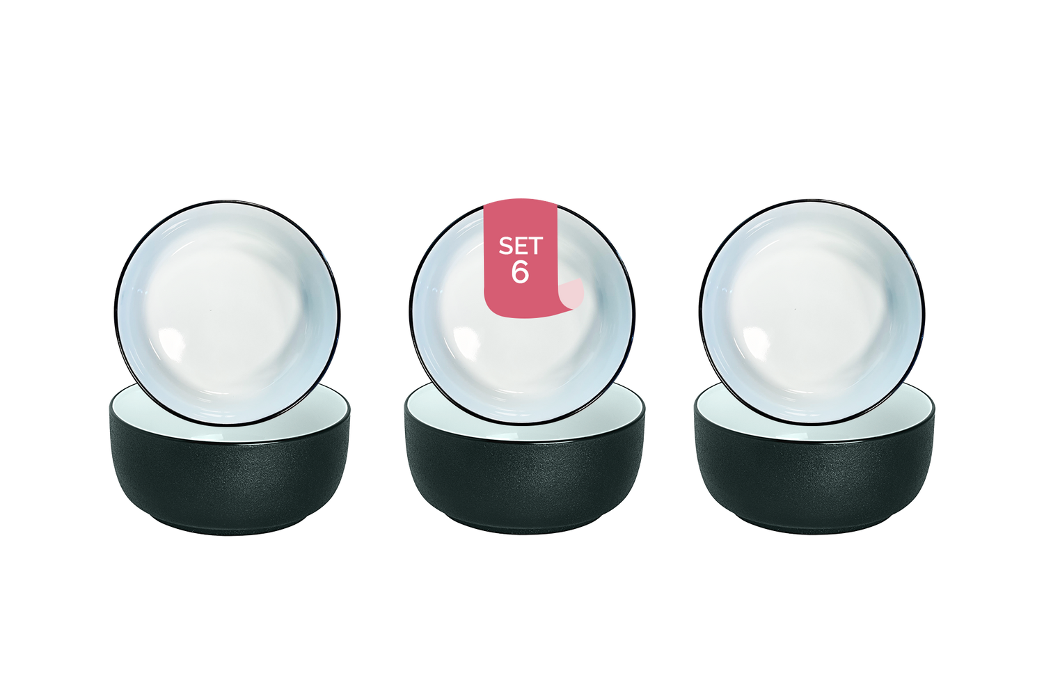 Maastricht Porselein Schaal Cosmic 11 cm 32 cl Zwart Wit Porselein 6 stuks