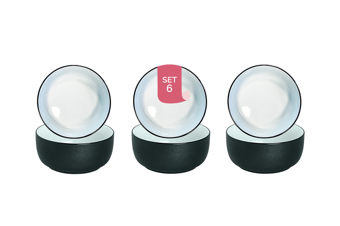 Maastricht Porselein Schaal Cosmic 11 cm 32 cl Zwart Wit Porselein 6 stuks