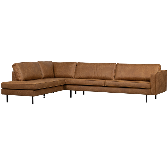 WOOOD Indy Hoekbank Links - Recycle Leer - Cognac - 80x338x202