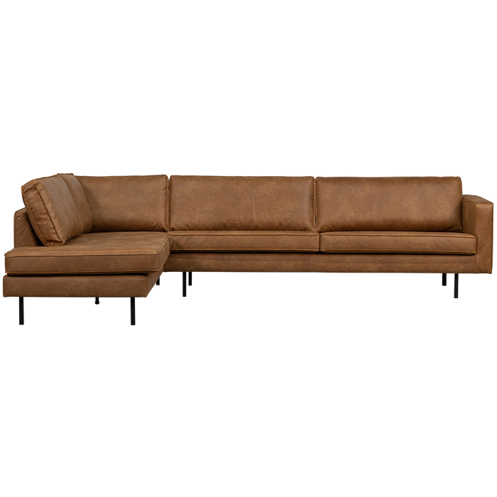 WOOOD Indy Hoekbank Links - Recycle Leer - Cognac - 80x338x202