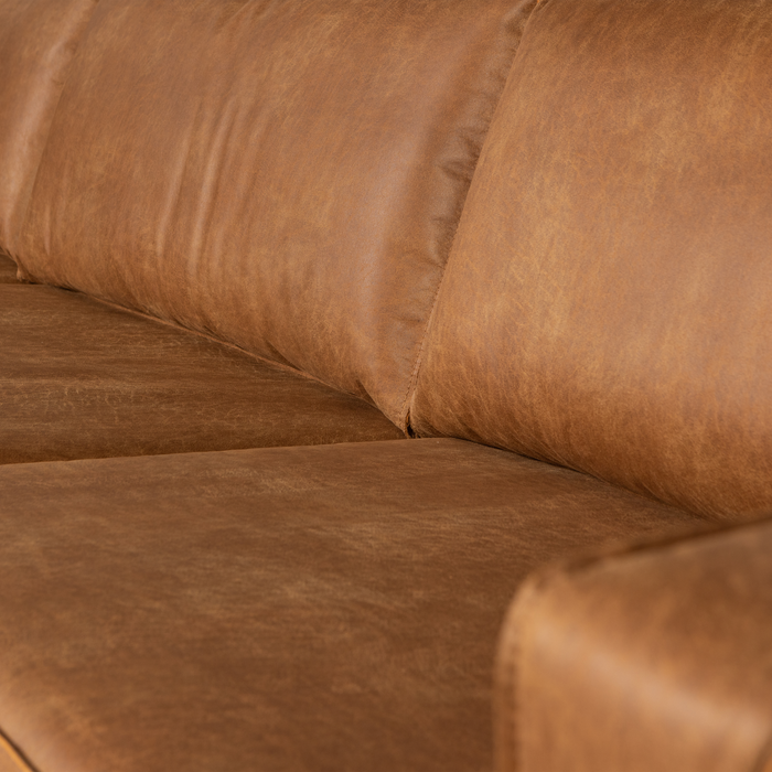 WOOOD Indy Hoekbank Links - Recycle Leer - Cognac - 80x338x202