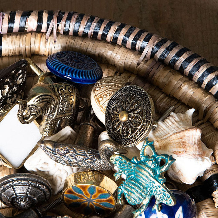 Clayre & Eef Deurknop Ø 4 cm Blauw Keramiek Bloem