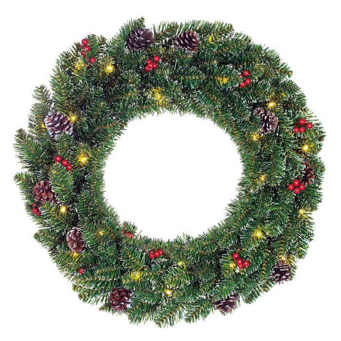 Black Box Trees Creston Kerstkrans met LED Verlichting - Ø60cm - Groen