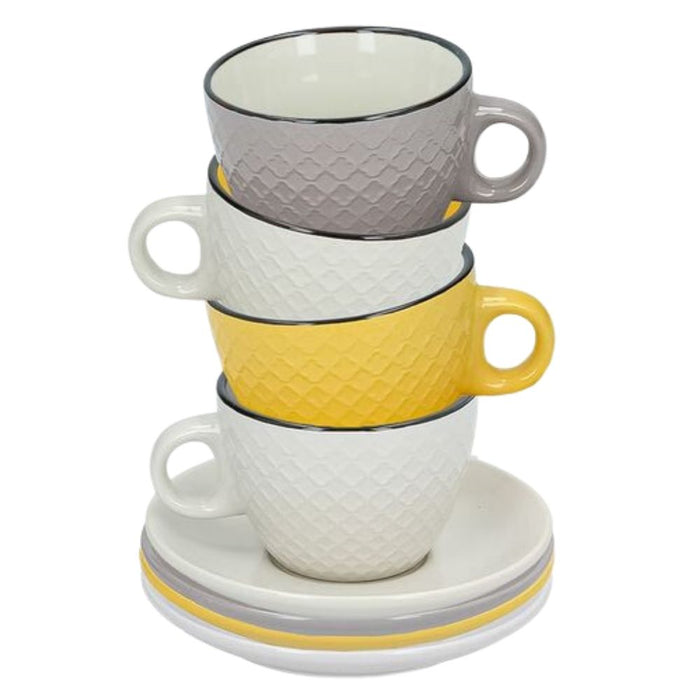 Orange85 Koffiekopjes met Schotel Set van 4 200ml 10x10x6.5 cm Capp...