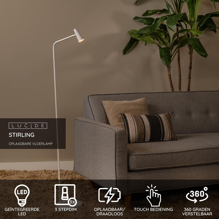 Lucide STIRLING Vloerlamp - Wit