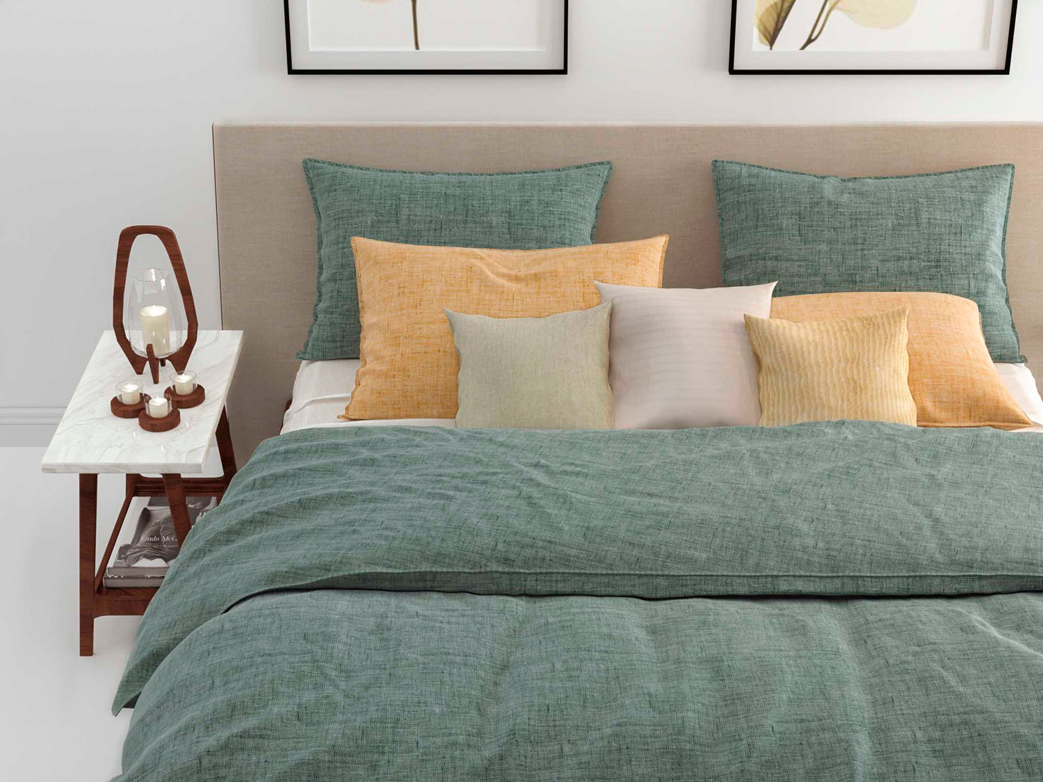 Zo Home Dekbedovertrek Katoen Lino Linnen Look emerald green