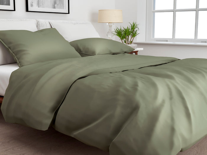 Zo Home Satinado Dekbedovertrekset Uni Katoen Satijn - army green