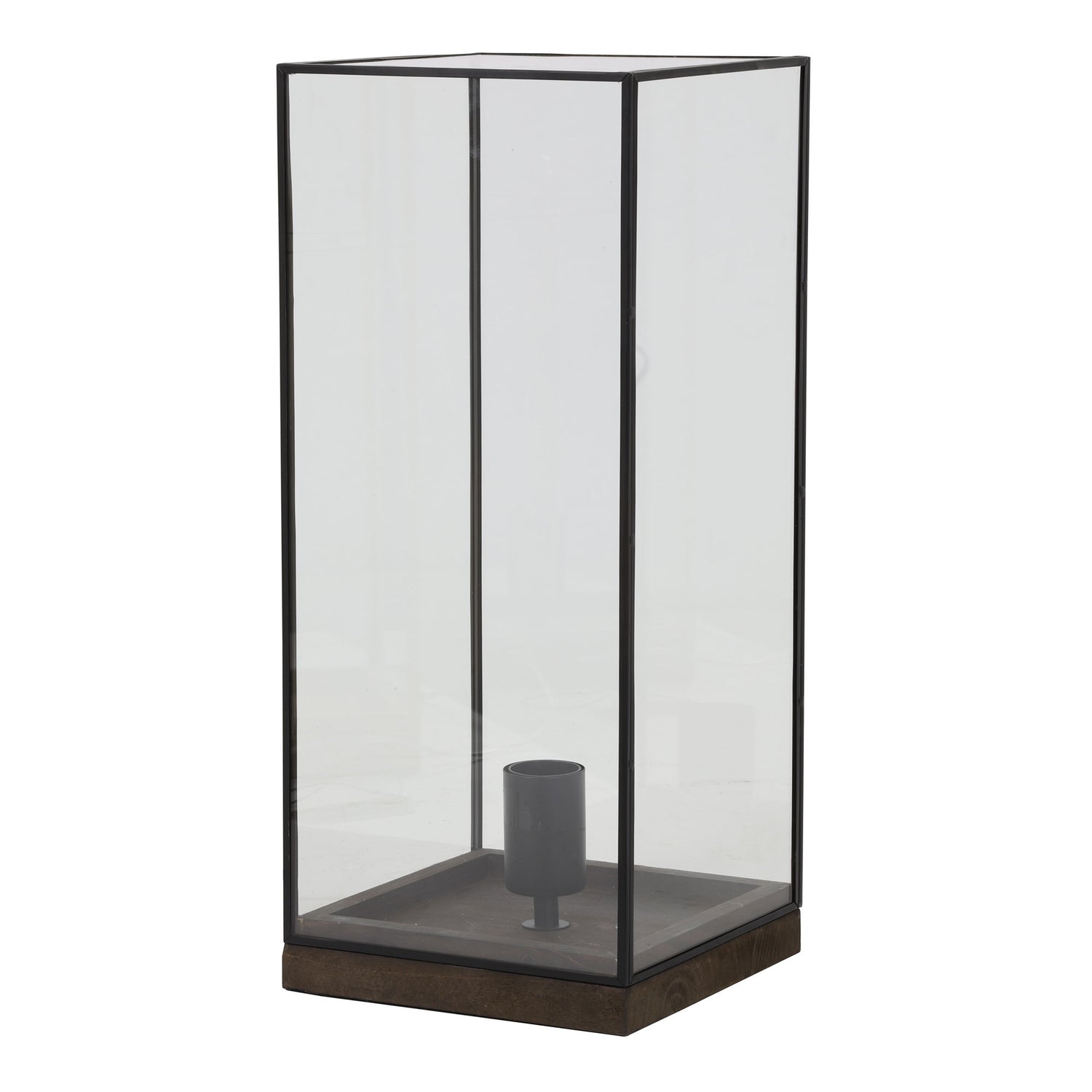 Light & Living Tafellamp ASKJER - hout bruin+zwart+glas - L