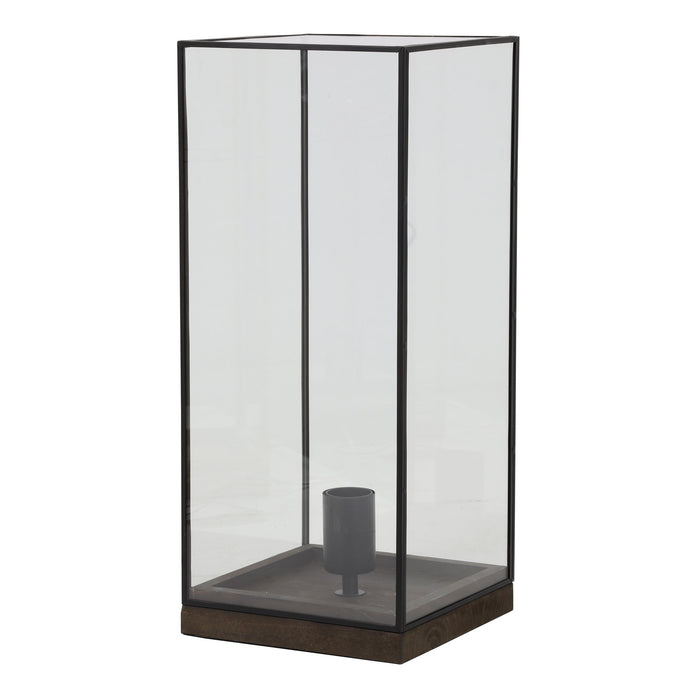 Light & Living Tafellamp ASKJER - hout bruin+zwart+glas - L