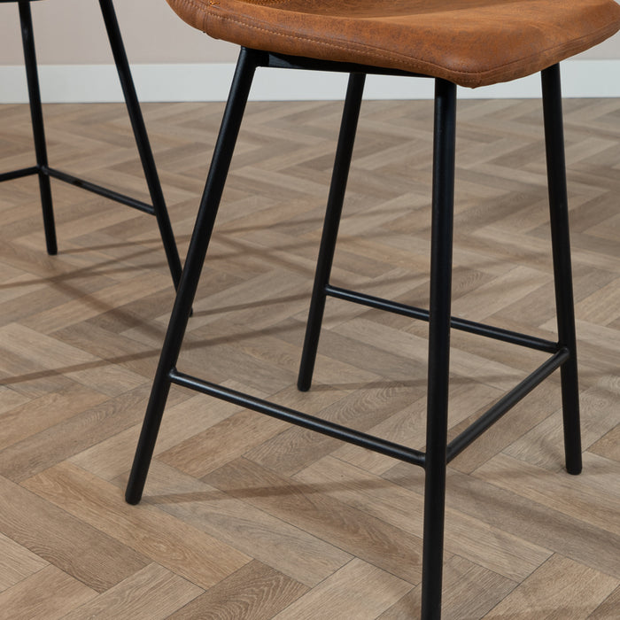 Bronx71 Industriële barkruk Mikky cognac eco-leer 65-78 cm