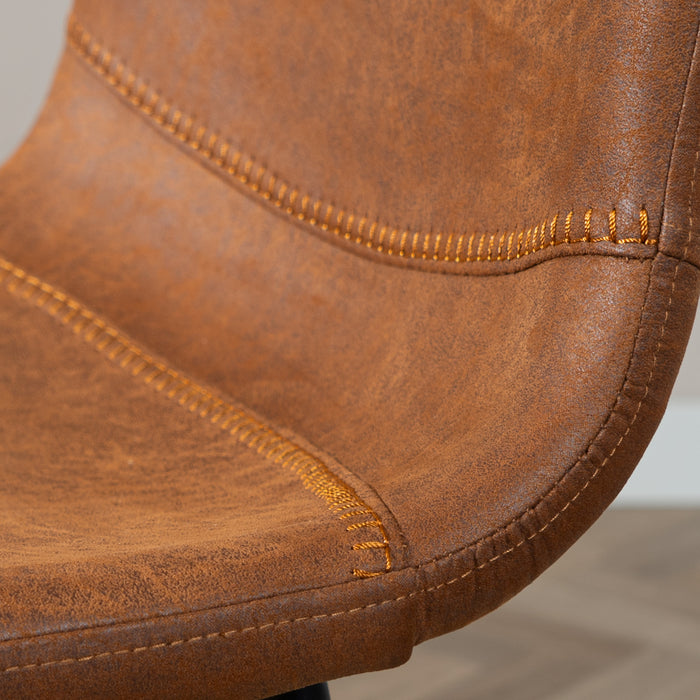 Bronx71 Industriële barkruk Mikky cognac eco-leer 65-78 cm